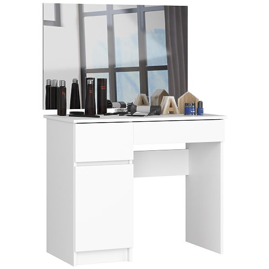 Tavolino da toeletta con specchio CLP P-2/SL 900x600 SINISTRO PK BIANCO