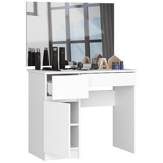 Tavolino da toeletta con specchio CLP P-2/SL 900x600 SINISTRO PK BIANCO