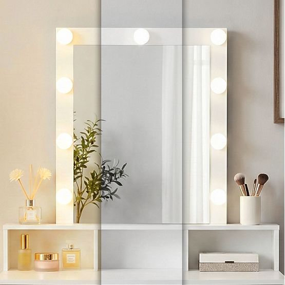 Tavolino da toeletta cosmetico con specchio e illuminazione LED 3 colori regolazione luminosità Mode