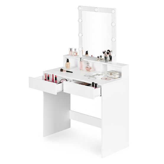 Tavolino da toeletta cosmetico con specchio e illuminazione LED 3 colori regolazione luminosità Mode