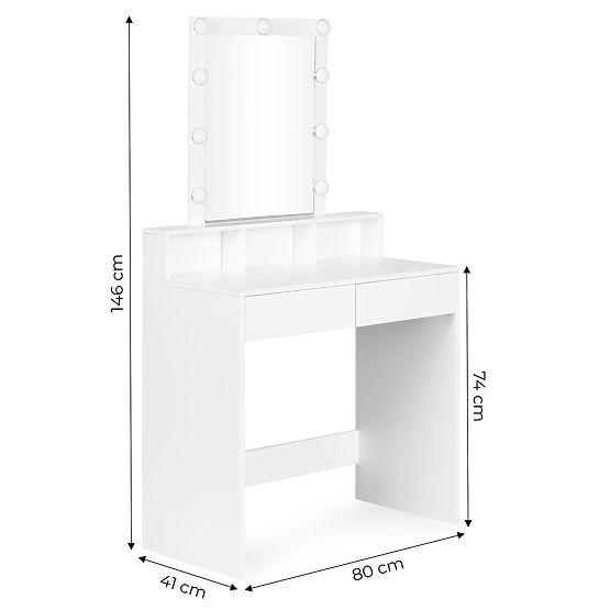 Tavolino da toeletta cosmetico con specchio e illuminazione LED 3 colori regolazione luminosità Mode