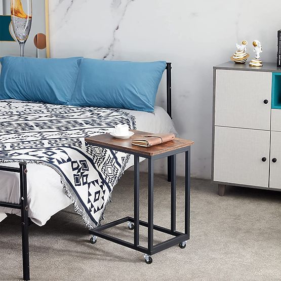 Tavolino industriale loft Meren in tonalità rovere antico