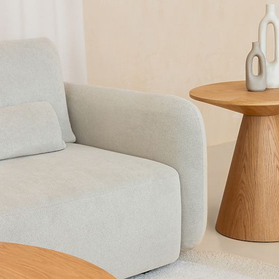 Tavolino laterale Abisko, 60 cm, rotondo, impiallacciatura di quercia naturale