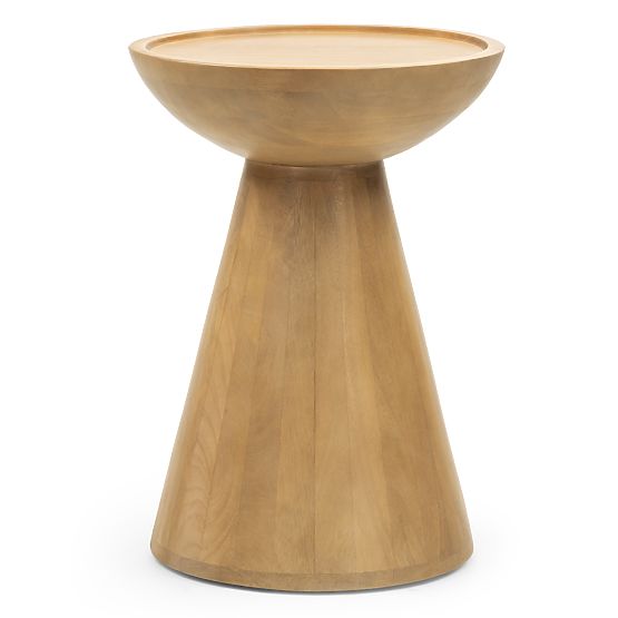 Tavolino laterale Arvika 40 cm, rotondo, legno di mango, forme arrotondate