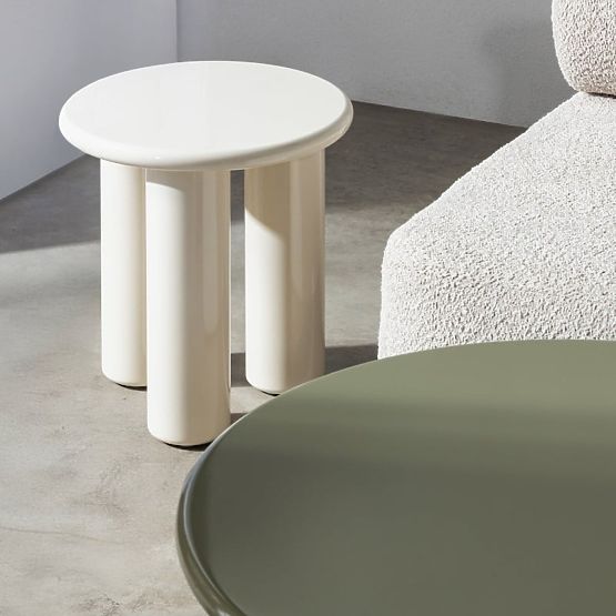Tavolino laterale Blair 40 cm, crema, lucido