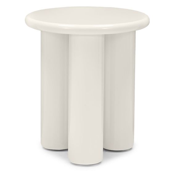Tavolino laterale Blair 40 cm, crema, lucido