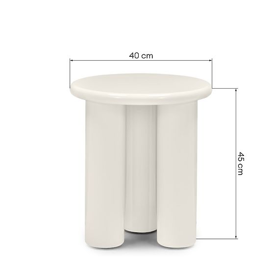Tavolino laterale Blair 40 cm, crema, lucido
