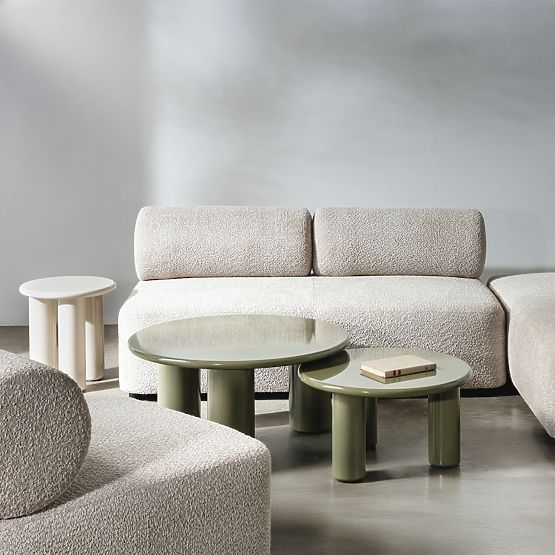 Tavolino laterale Blair 40 cm, crema, lucido