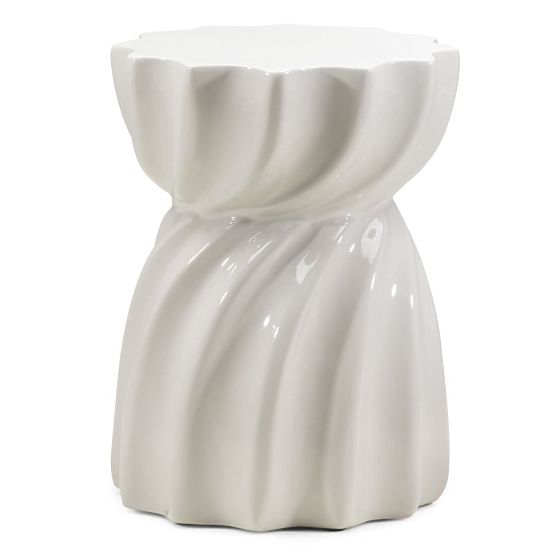 Tavolino laterale Bloom 35 cm, beige-grigio, lucido