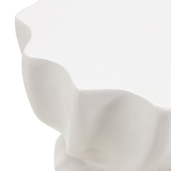 Tavolino laterale Bloom 35 cm, beige-grigio, lucido