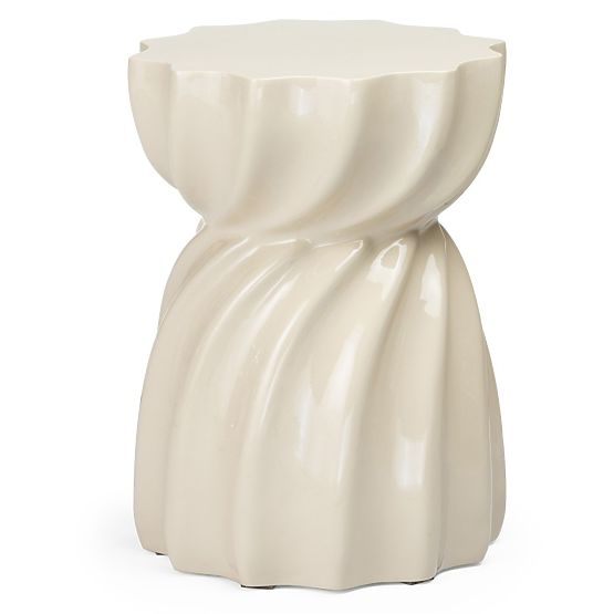 Tavolino laterale Bloom 35 cm, beige, lucido