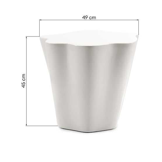 Tavolino laterale Bow 49 cm, grigio-beige, lucido, forme arrotondate