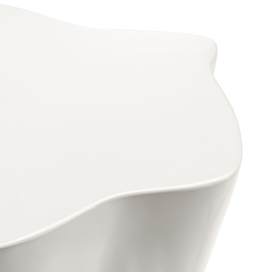 Tavolino laterale Bow 49 cm, grigio-beige, lucido, forme arrotondate