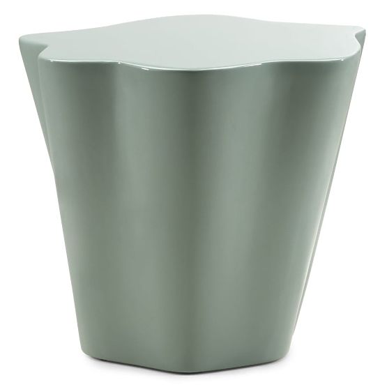 Tavolino laterale Bow 49 cm, salvia, lucido, forme arrotondate