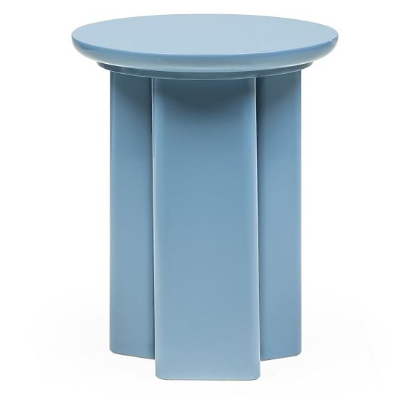 Tavolino laterale Brie 40 cm, blu tenue, lucido