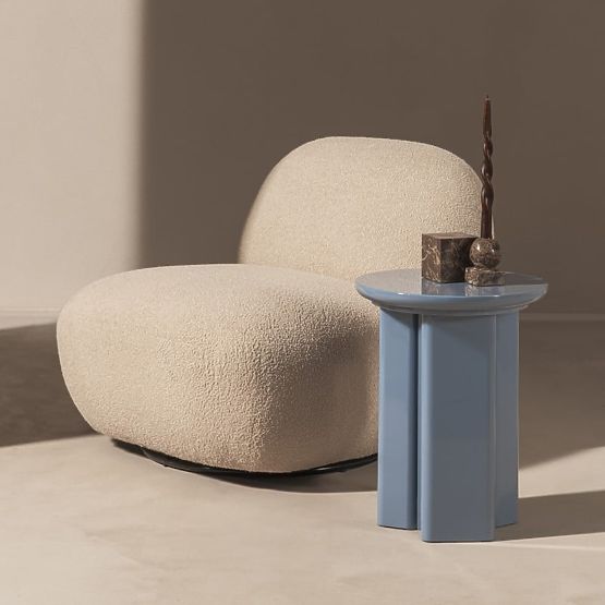 Tavolino laterale Brie 40 cm, blu tenue, lucido