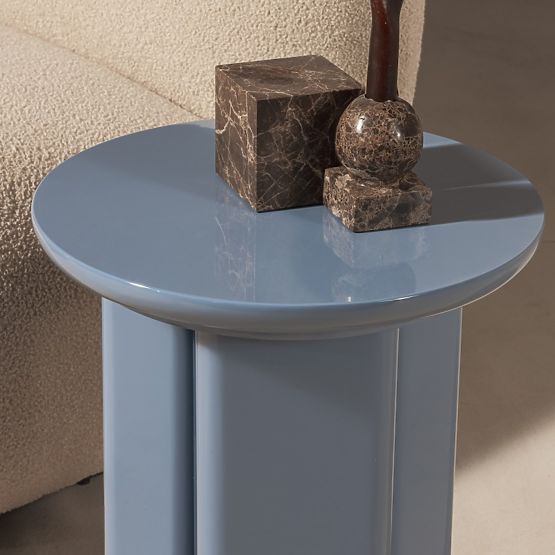 Tavolino laterale Brie 40 cm, blu tenue, lucido