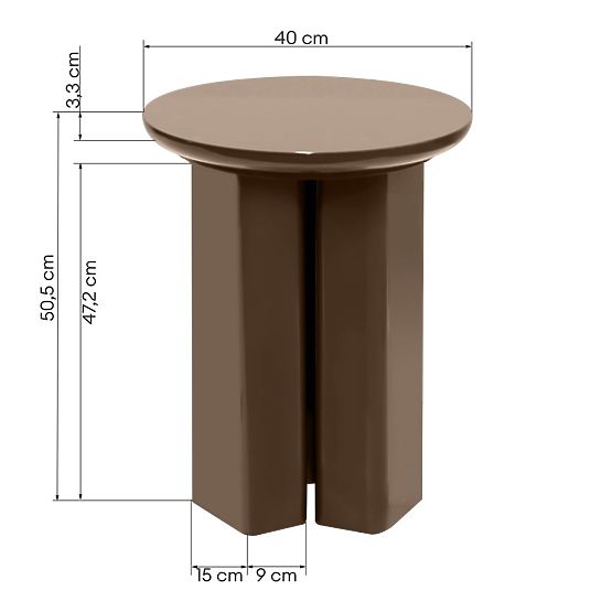 Tavolino laterale Brie 40 cm, marrone chiaro, mocha, lucido