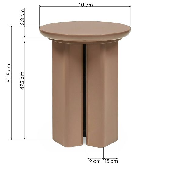 Tavolino laterale Brie 40 cm, marrone chiaro, mocha, lucido