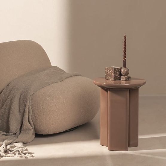 Tavolino laterale Brie 40 cm, marrone chiaro, mocha, lucido