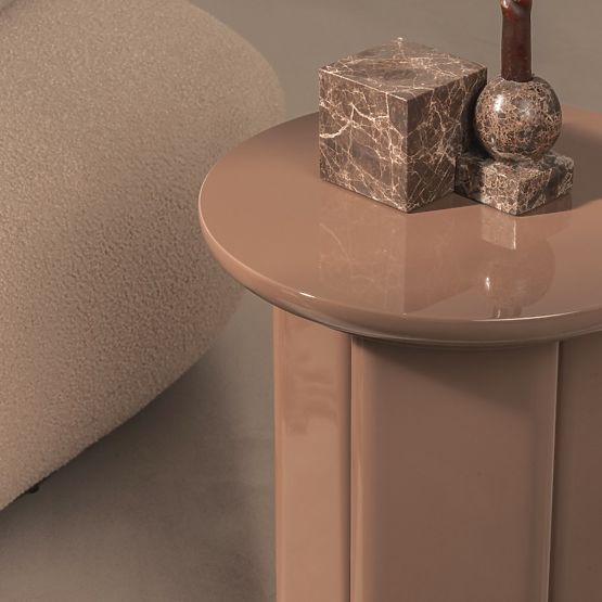 Tavolino laterale Brie 40 cm, marrone chiaro, mocha, lucido