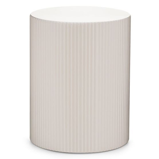 Tavolino laterale Ermanno, 35 cm, grigio-beige, scanalato