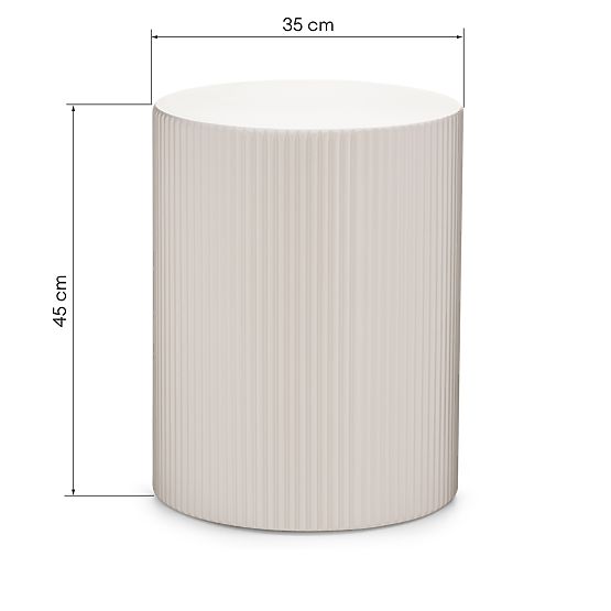 Tavolino laterale Ermanno, 35 cm, grigio-beige, scanalato