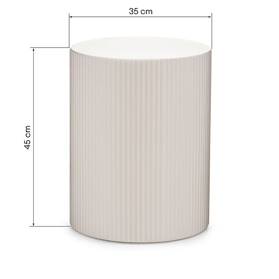 Tavolino laterale Ermanno, 35 cm, grigio-beige, scanalato