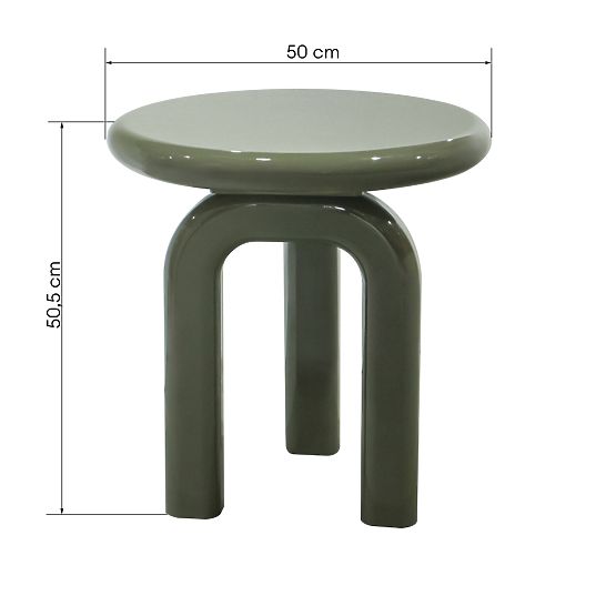 Tavolino laterale Flambe 50 cm, verde/grigio, lucido