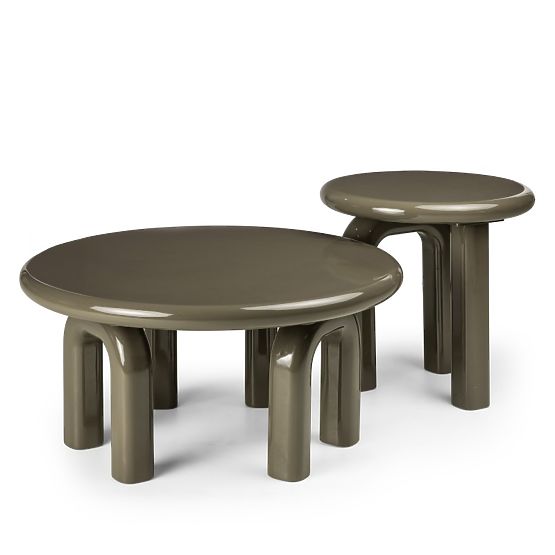Tavolino laterale Flambe 50 cm, verde/grigio, lucido