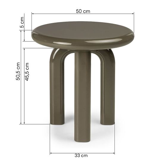 Tavolino laterale Flambe 50 cm, verde/grigio, lucido