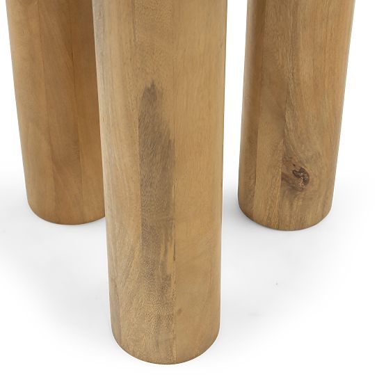 Tavolino laterale Limali 50 cm, rotondo, legno di mango, forme arrotondate