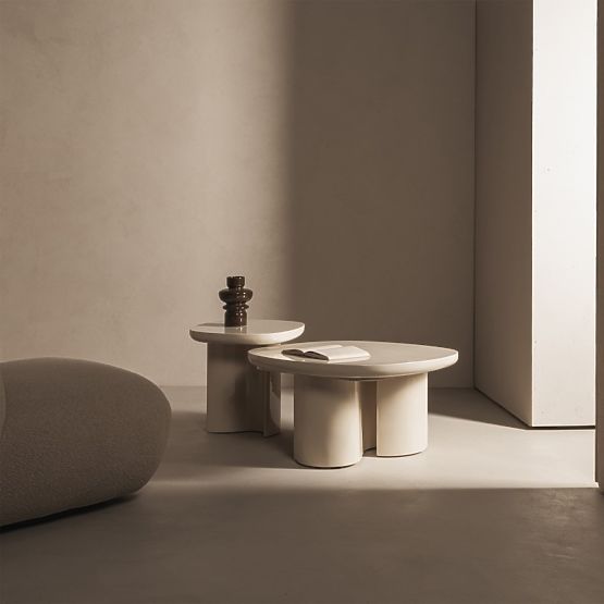 Tavolino laterale Puro 50 cm, beige chiaro, lucido