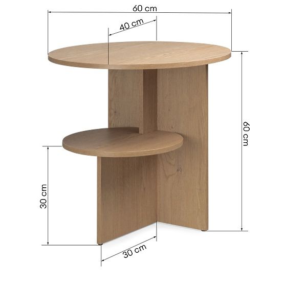 Tavolino Laterale Rotondo Yaso, Rovere Cremona Torro