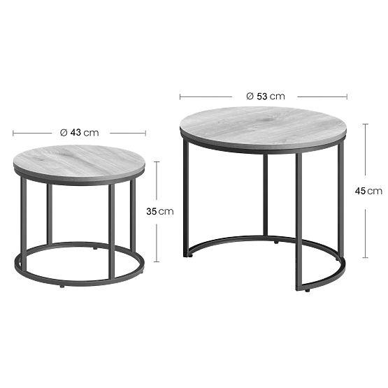 Tavolino rotondo da caffè 2 pezzi - marmo / gambe nere