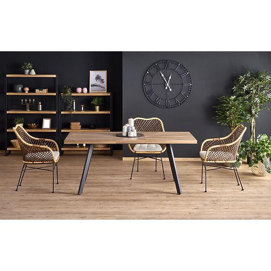 Tavolo allungabile BERLIN 140-180 cm, piano - noce, struttura - nero (2p=1ks)