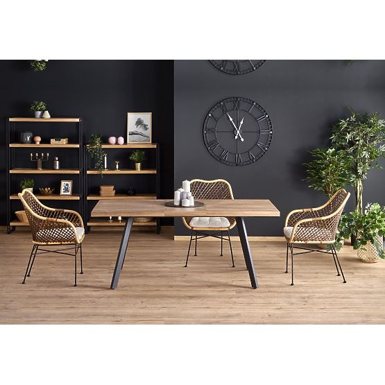 Tavolo allungabile BERLIN 140-180 cm, piano - noce, struttura - nero (2p=1ks)