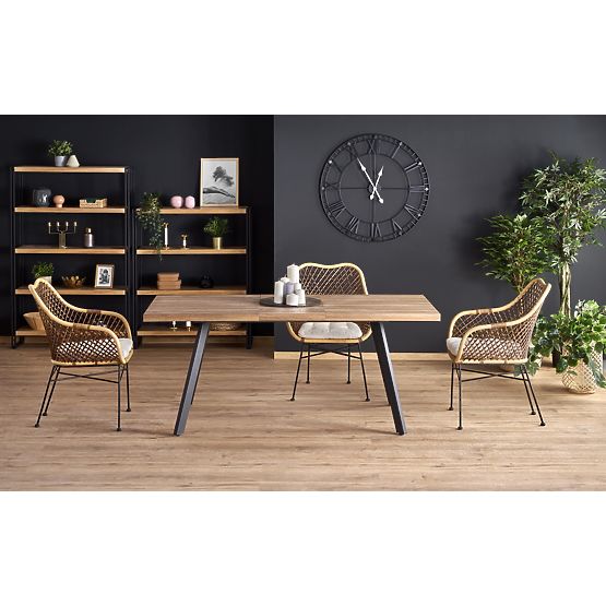 Tavolo allungabile BERLIN 140-180 cm, piano - noce, struttura - nero (2p=1ks)