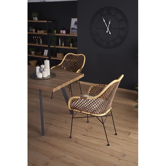 Tavolo allungabile BERLIN 140-180 cm, piano - noce, struttura - nero (2p=1ks)