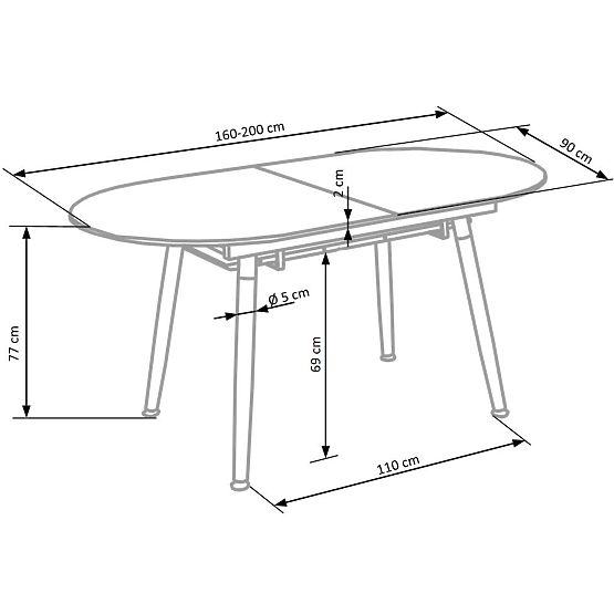 Tavolo allungabile CALIBER bianco / rovere san remo (1p=1pz)