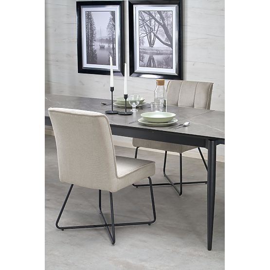 Tavolo allungabile CHARLES, piano - marmo grigio, gambe - nero