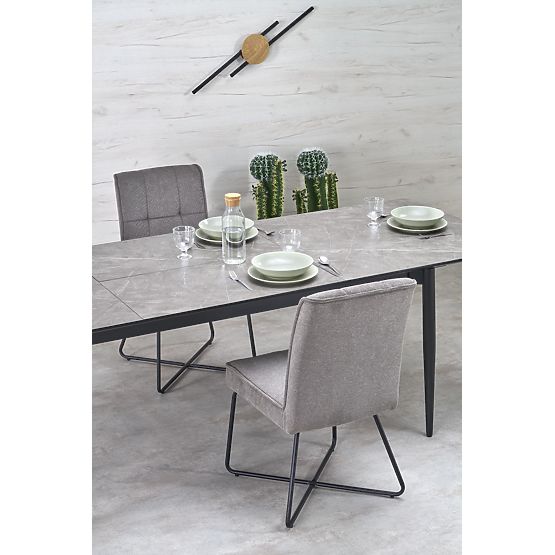 Tavolo allungabile CHARLES, piano - marmo grigio, gambe - nero