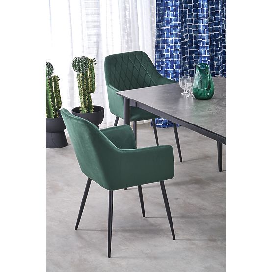 Tavolo allungabile CHARLES, piano - marmo grigio, gambe - nero