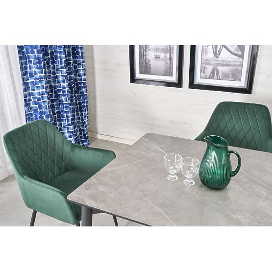 Tavolo allungabile CHARLES, piano - marmo grigio, gambe - nero