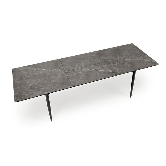 Tavolo allungabile CHARLES, piano - marmo grigio, gambe - nero