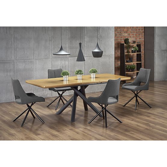 Tavolo allungabile DERRICK rovere naturale / nero (2p=1ks)