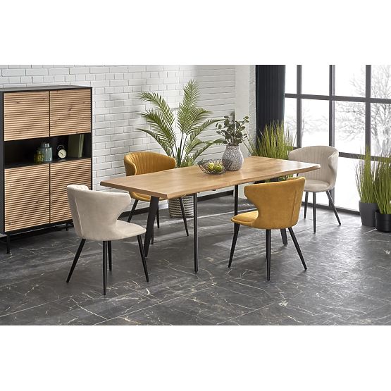 Tavolo allungabile DICKSON 2 150-210/90 cm, piano - naturale, gambe - nere (2p=1pz)