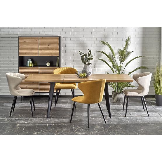 Tavolo allungabile DICKSON 2 150-210/90 cm, piano - naturale, gambe - nere (2p=1pz)