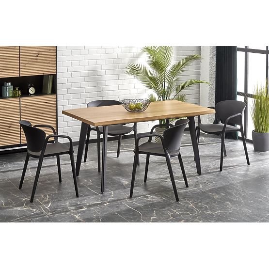 Tavolo allungabile DICKSON 2 150-210/90 cm, piano - naturale, gambe - nere (2p=1pz)