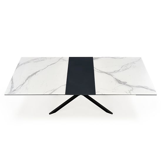 Tavolo allungabile DIESEL piano - marmo bianco / grigio scuro, gambe - nero (2p=1pz)